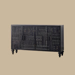 Load image into Gallery viewer, 61.4'' Black Textured Sideboard Cabinet with Decorative Carved Doors
