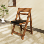 Load image into Gallery viewer, 4PCS Folding Chair Solid Wood with Black Leather Seat Space-Saving Durable Elegant Design
