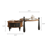 Load image into Gallery viewer, 33.54&quot; Round Nesting Coffee Table Set Water Ripple Glass Walnut Vintage Style Artistic Legs

