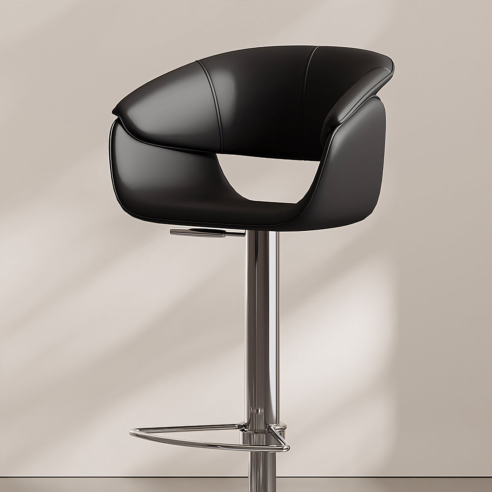 Modern Adjustable Swivel Bar Stool PU Leather Seat Gas Lift Height Adjustable Bar Chair with Chrome Base 1 Piece