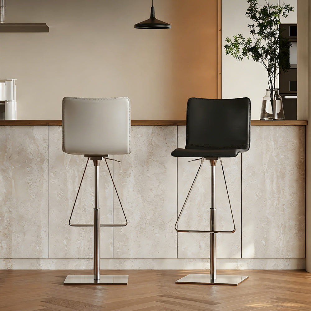 Modern Adjustable Swivel Bar Stool with Stainless Steel Base 1-Piece
