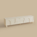 Load image into Gallery viewer, 78.7'' Modern Sculpted White TV Stand with Artistic Panel Design
