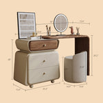 Load image into Gallery viewer, Elegant Makeup Vanity Set with LED Mirror and Upholstered Stool
