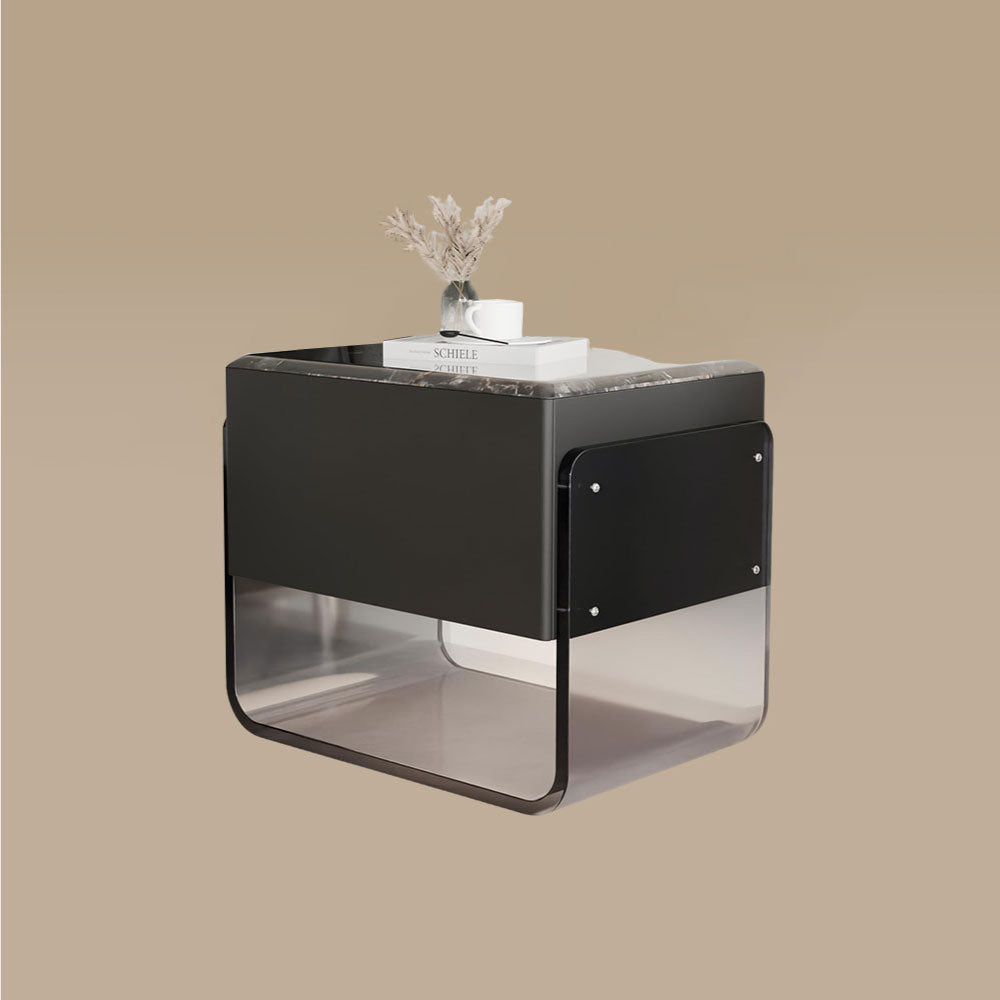 Sleek Smart Nightstand with Acrylic Base and Motion Sensor LED Lighting