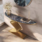 Load image into Gallery viewer, Elegant Console Table with Gold Base Design

