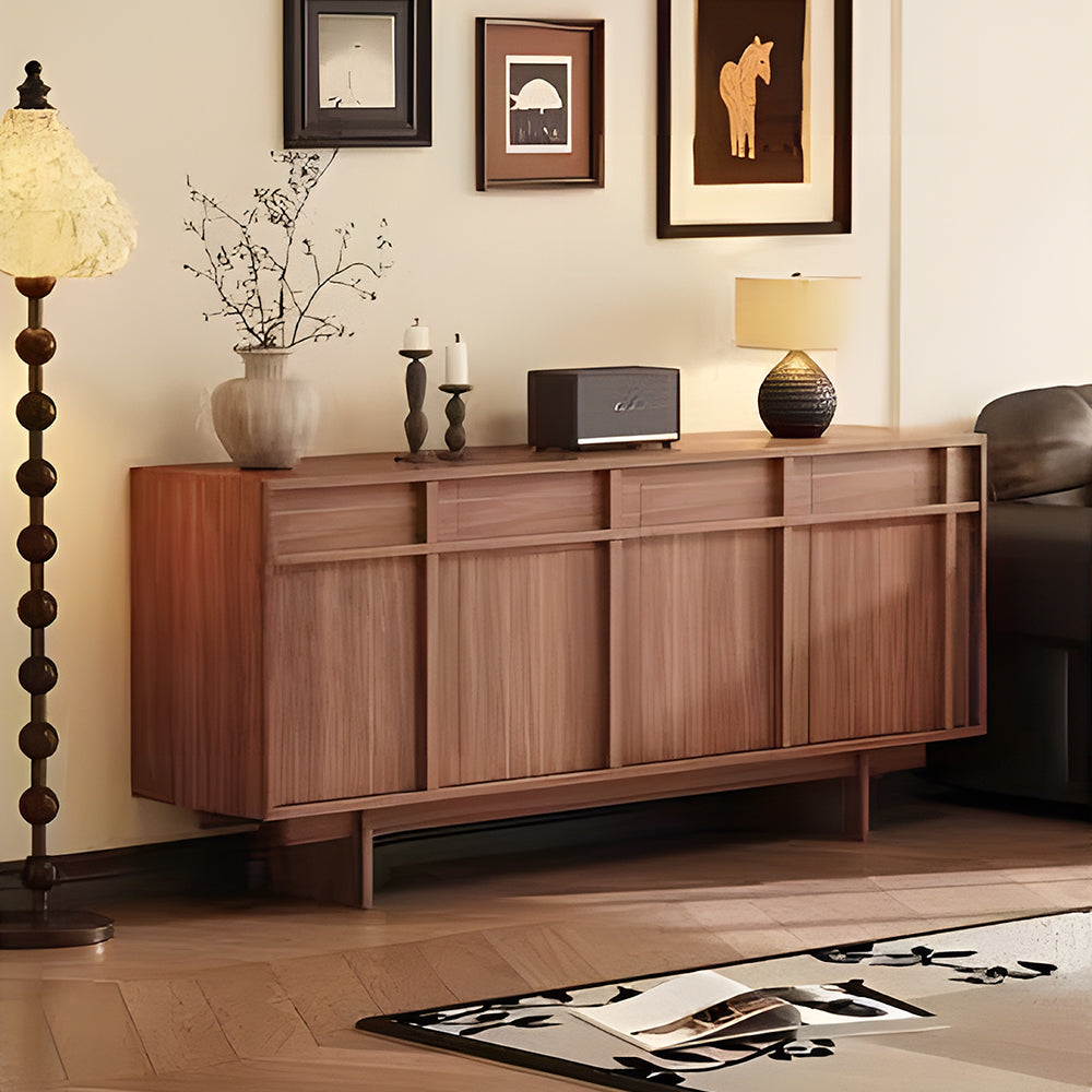 62.9'' Modern Walnut Sideboard Cabinet Wooden Buffet Storage Minimalist Console for Dining Room & Living Room