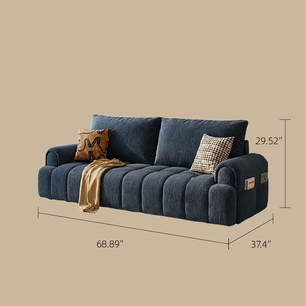 Modern Corduroy Convertible Sofa Bed Pull Out Sleeper Couch with Side Storage Pockets