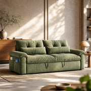 Modern Chenille Sofa Bed Convertible Couch with Storage Pockets