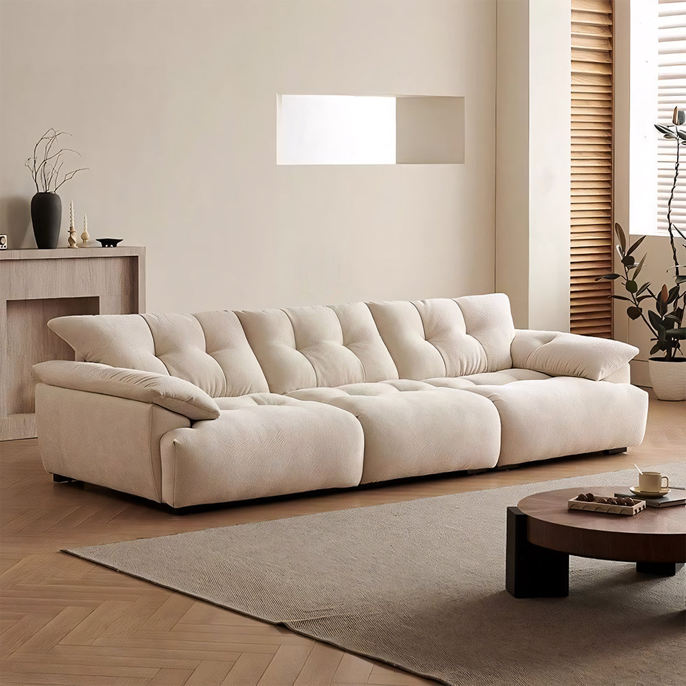 Modern Deep-Seat Tufted Chenille Sofa with Oversized Cushions