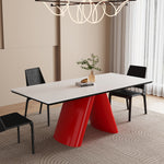 Load image into Gallery viewer, Modern Dining Table Red Sculptural Base Ceramic Stone Top
