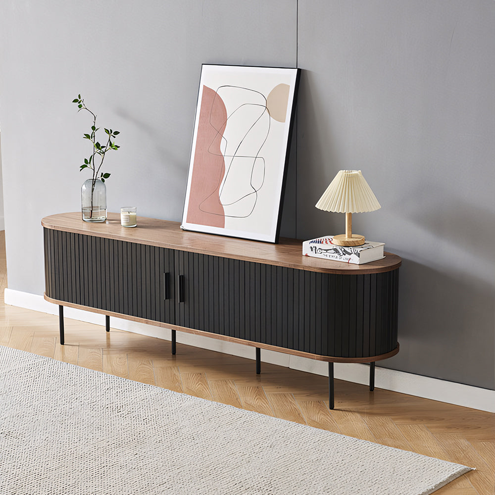 70.2'' Mid Century Modern TV Stand Minimalist Design Adjustable Storage Compact Space Saving