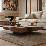 Load image into Gallery viewer, Modern Sculptural Coffee Table Walnut Wood Grain Marble Top Irregular Center Table
