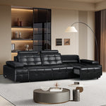 Load image into Gallery viewer, Luxury Sofa Black Genuine Leather Electric Power Recliner with Smart Voice Control for Ultimate Comfort
