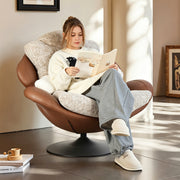 Modern Oversized Swivel Lounge Chair with Plush Cushion and Wraparound Backrest