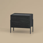 Load image into Gallery viewer, Modern Nightstand with Black Metal Legs Natural Wood Finish &amp; Spacious Drawer
