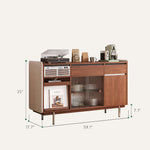 Load image into Gallery viewer, 59.1"/70.9" Modern Walnut Sideboard Cabinet with Fluted Glass Sliding Doors &amp; Open Storage
