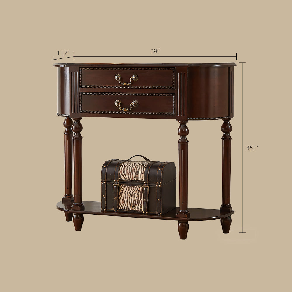 Solid Wood Classic Entryway Console Table with Drawers and Lower Shelf