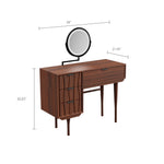 Load image into Gallery viewer, 39&#39;&#39;Walnut Dressing Table Round Mirror Multi-Drawer Storage Design
