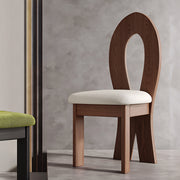 Modern Sculptural Dining Chair Set of 2 Solid Wood Frame Upholstered Seat Curved Loop Back Accent Chair