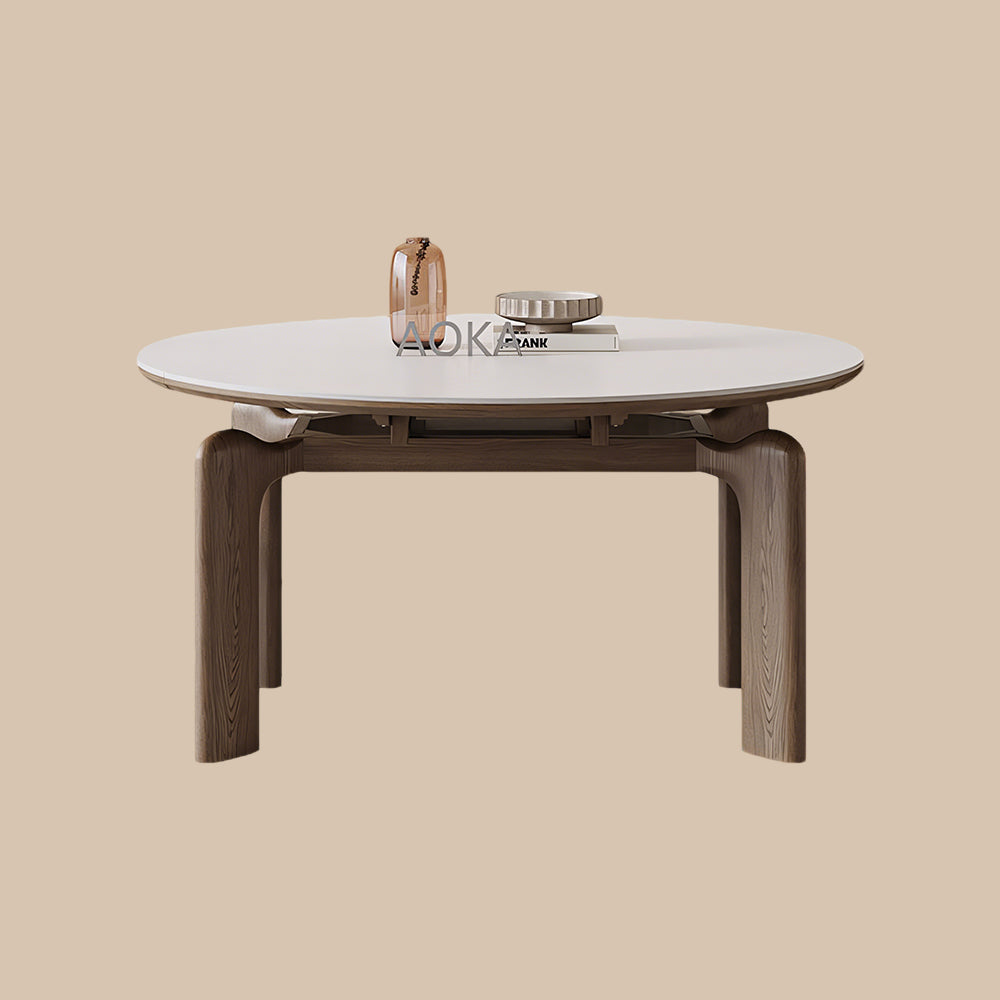 50.7" Versatile Transformable Dining Table in White and Wood