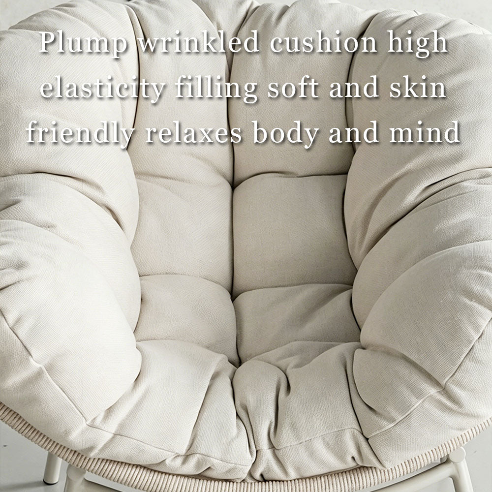 Outdoor Papasan Lounge Chair with Plush Cushion and Rope Weave Frame