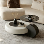 Load image into Gallery viewer, Modern Sculptural Coffee Table with Elevated Marble Glass Top and Curved Base Design
