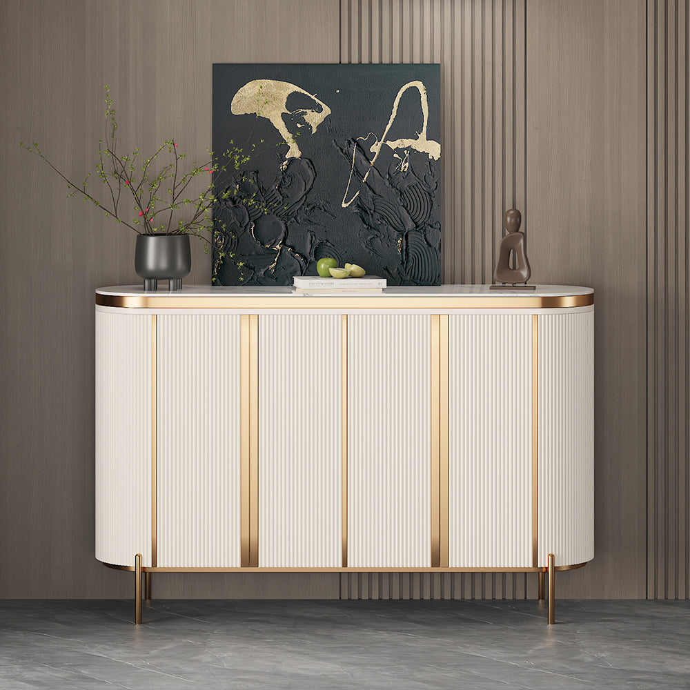58.5" Elegant and Modern White and Gold Sideboard Cabinet with Ample Storage