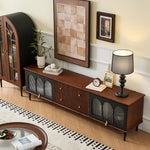Load image into Gallery viewer, 70.87&quot; Mid-Century Ribbed TV Console Natural Red Oak Retro Wood Finish Fluted Design
