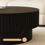 Load image into Gallery viewer, 31.2&#39;&#39; Black Round Coffee Table Textured Design Modern Minimalist Style
