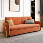 Load image into Gallery viewer, Convertible sofa bed transitioning from sofa mode to flat bed mode
