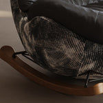 Load image into Gallery viewer, Modern Rocking Lounge Chair with Leather Cushion and Walnut Rocker Base
