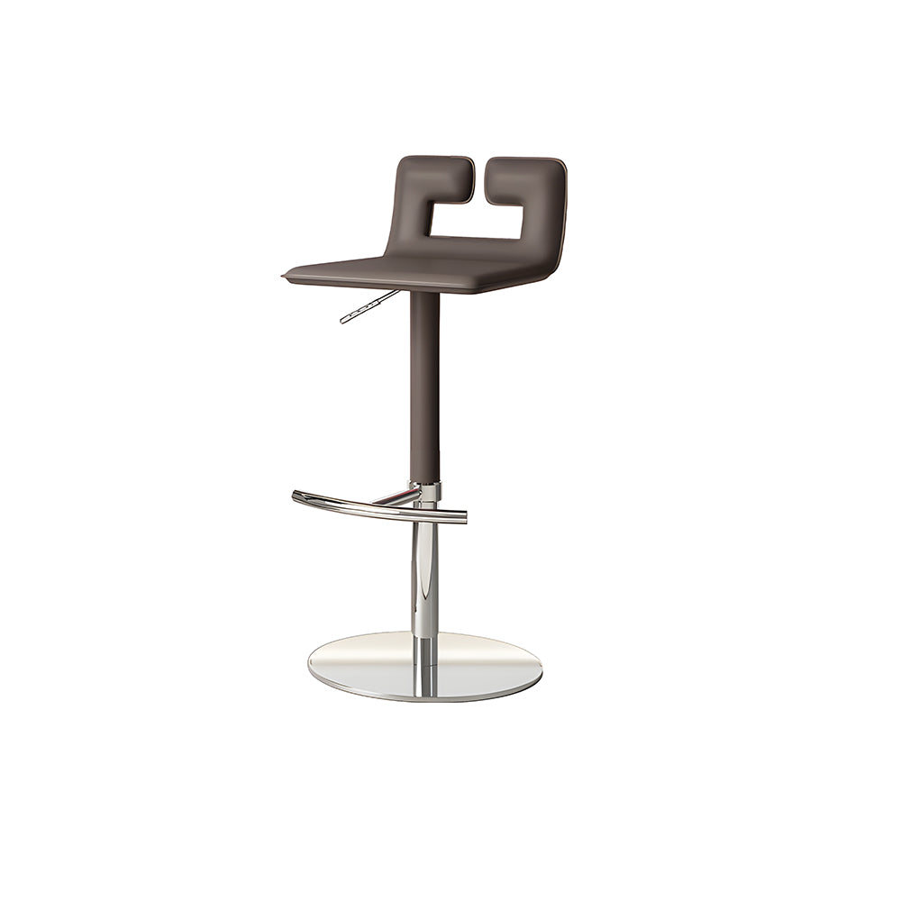 Modern Adjustable Swivel Bar Stool with Cutout Backrest 1 Piece
