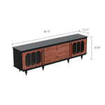 Load image into Gallery viewer, 80.73&#39;&#39;French Style TV Cabinet Two-Tone Finish Curved Glass Doors High-Leg Frame Dual Drawer Storage
