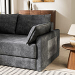 Load image into Gallery viewer, 65.52&quot; Compressed Sofa Convertible Sofa Bed Wrinkle-resistant Linen Lightweight Loveseat Wooden Armrest
