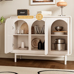 Load image into Gallery viewer, 3-Door Sideboard Cabinet Unique Curved Surface Adjustable Shelves Matte White
