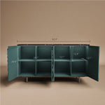 Load image into Gallery viewer, 62.4&quot; Modern Ripple Design Green Sideboard with Black Stone Top

