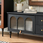 Load image into Gallery viewer, 70.87&quot; Mid-Century Ribbed TV Console Natural Red Oak Retro Wood Finish Fluted Design
