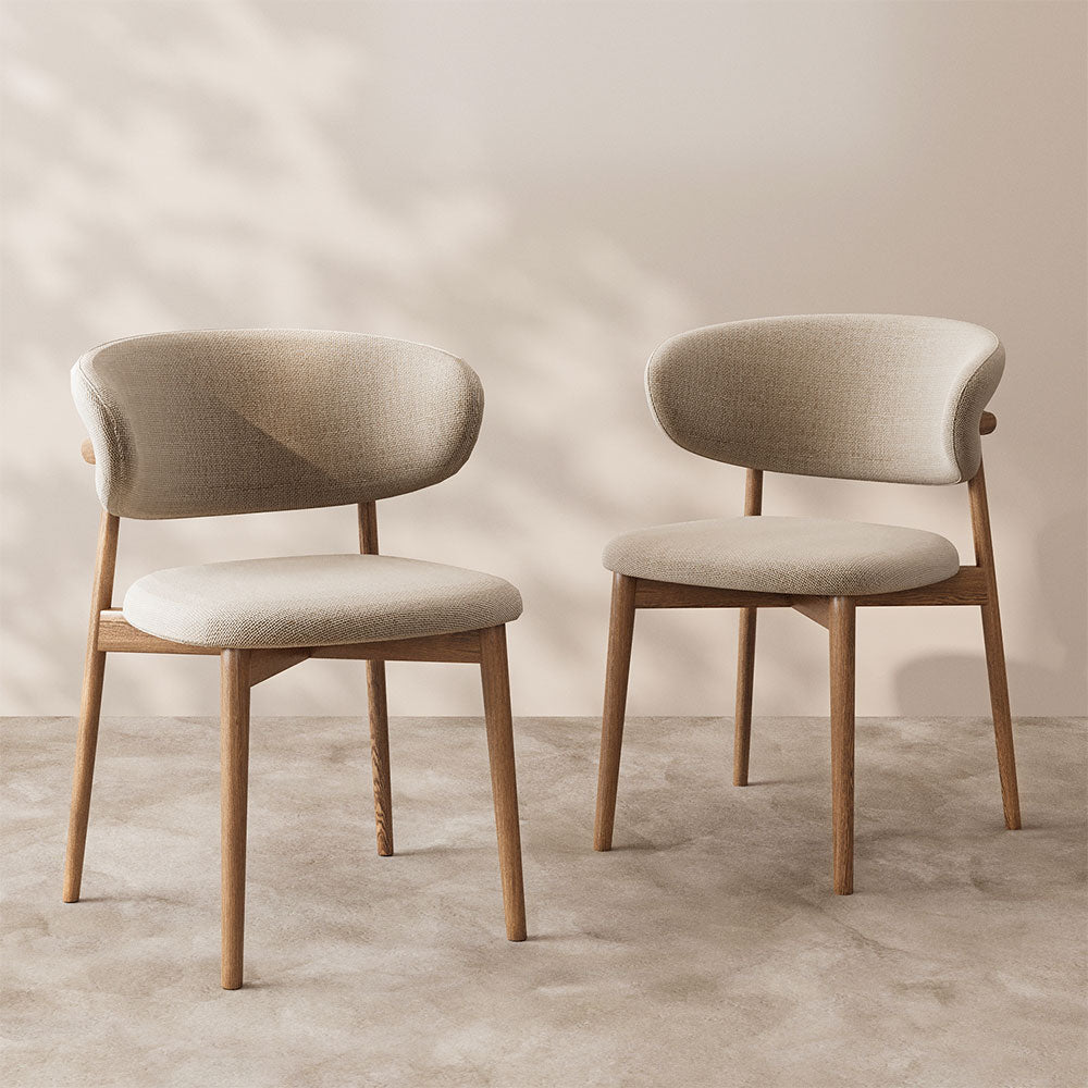 2PCS Dining Chair Modern Ash Wood Frame Curved Backrest