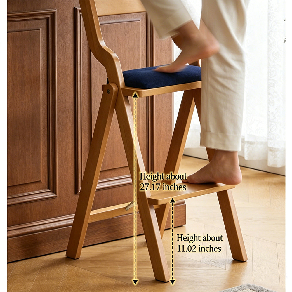 Modern Minimalist Counter Stool Solid Wood Bar Chair with Upholstered Seat 1 Piece