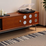 Load image into Gallery viewer, Walnut TV Stand Sliding Door TV Cabinet Spacious Storage Modern Style
