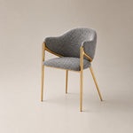 Load image into Gallery viewer, Modern Bouclé Dining Chair with Gold Metal Frame and Curved Backrest 1 Piece
