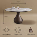 Load image into Gallery viewer, Round Dining Table Wooden Base and Ceramic Stone Top Modern Aesthetic
