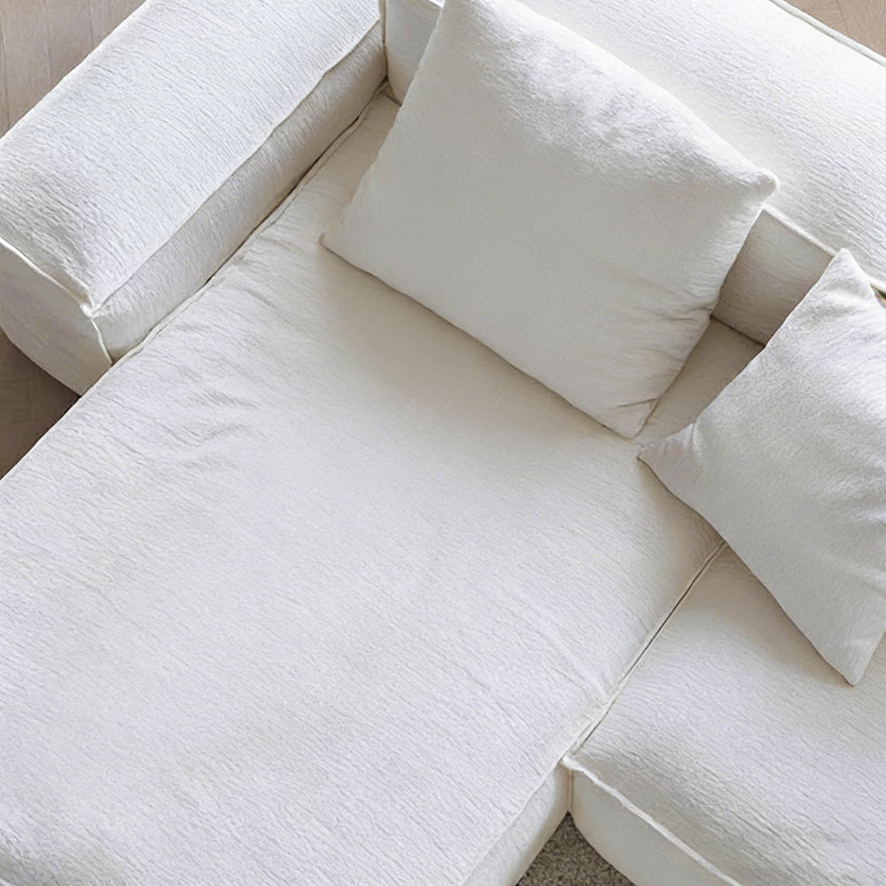 Modern Modular Sectional Sofa Removable Washable Cover Cream Upholstery Minimalist Low Profile Design