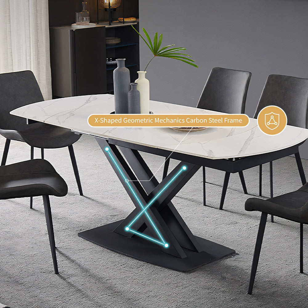 46.8"-70.2" Versatile Elegant Extending Dining Table with Rotating Top Perfect for Modern Living Spaces
