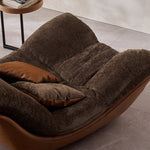 Load image into Gallery viewer, Modern Lounge Accent Chair Faux Leather Base Plush Fabric Cushion Low Profile Lazy Sofa Chair
