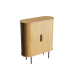 Load image into Gallery viewer, 31.2&quot; Storage Cabinet Curved Fluted Doors with Open Shelves and Metal Legs
