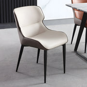 Set of 2 Modern Elegant Dining Chairs Premium Leather Upholstery with Sleek Metal Legs