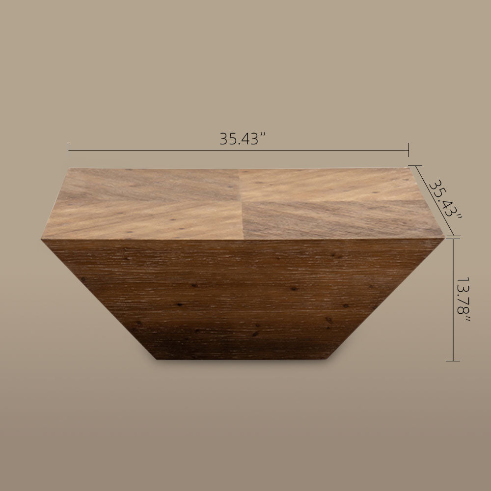 35" Wabi-Sabi Vintage Distressed Square Coffee Table Artistic Rustic