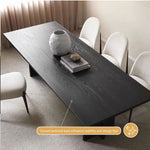 Load image into Gallery viewer, Rectangular Dining Table Solid Wood Walnut Veneer Base Scratch Resistant Sintered Stone Top Modern Elegant Design
