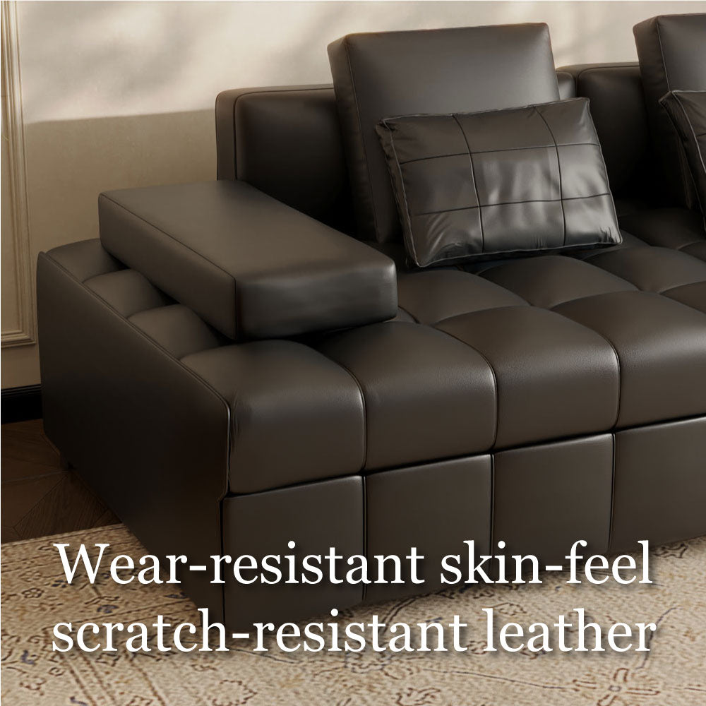 Modern Black Faux-Leather Sofa Bed Convertible Spacious and Stylish